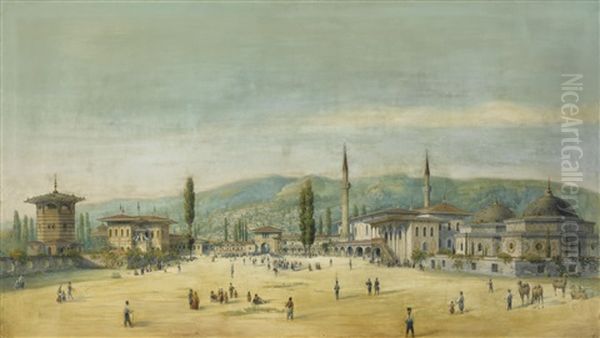 The Khan's Palace In Bakhchisarai Oil Painting by Carlo Bossoli