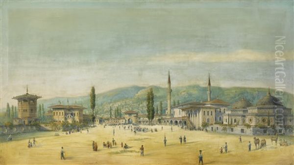 The Tatar Khan's Palace In Bakchi - Sarai, Crimea Oil Painting by Carlo Bossoli