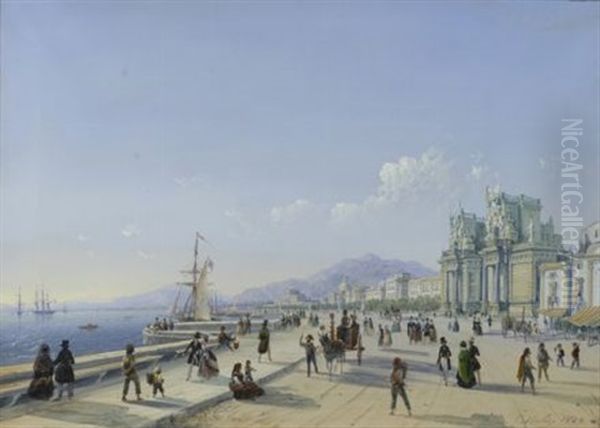 Lungomare Di Palermo Con Porta Felice Oil Painting by Carlo Bossoli