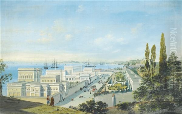 The Ciragan Palace, Topkapi Beyond Oil Painting by Carlo Bossoli