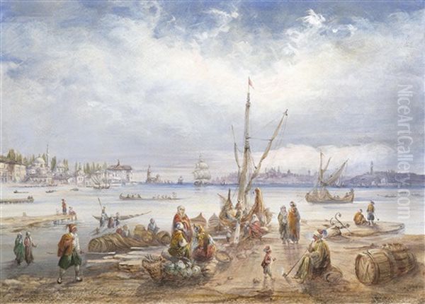 Blick Auf Den Asiatischen Und Europaischen Teil Istanbuls Oil Painting by Carlo Bossoli