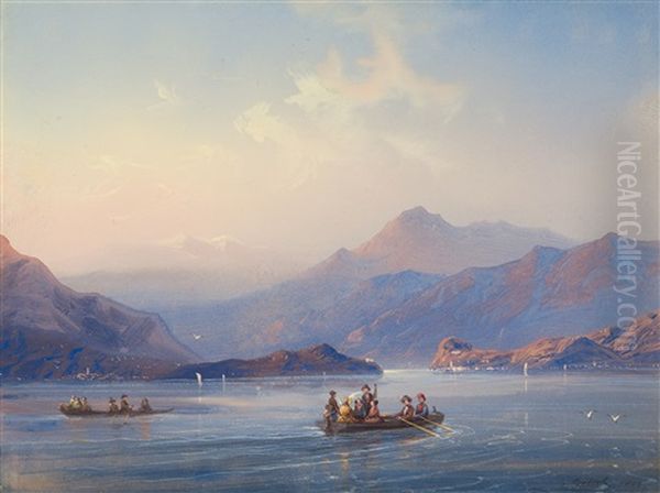 Bootspartie Am Comer See Oil Painting by Carlo Bossoli