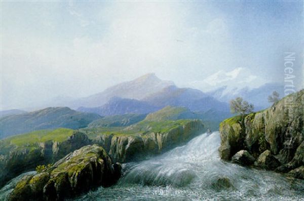 Paesaggio Alpino Con Monte Bianco Sullo Sfondo by Carlo Bossoli