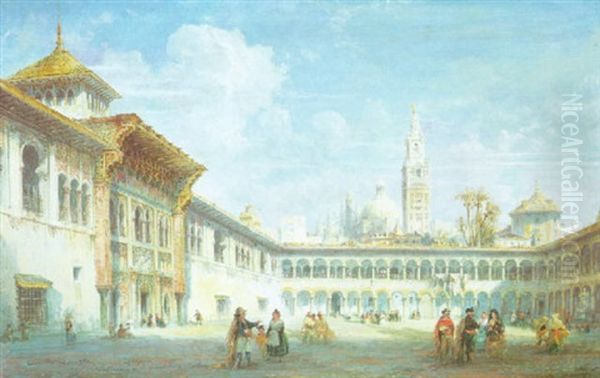 Sevilla Oil Painting by Carlo Bossoli