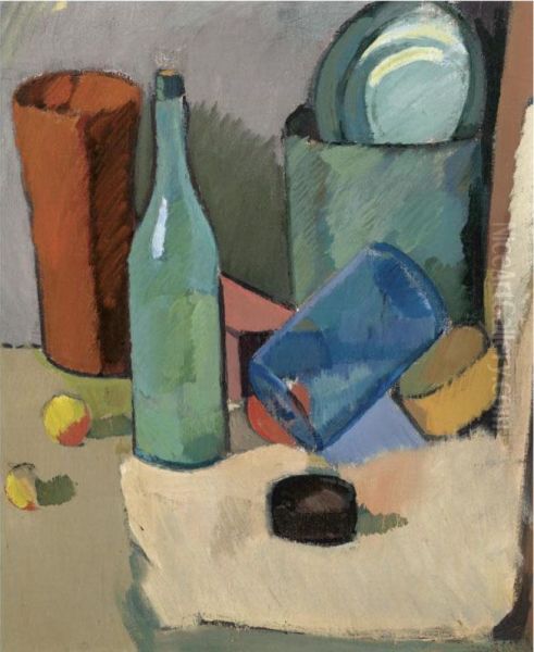 Still Life With Green Bottle by Aleksander Isaakovich Rusakov