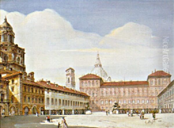 Torino, Piazza Castello Oil Painting by Carlo Bossoli