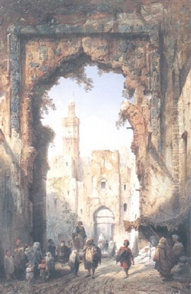 Oriental Street Oil Painting by Carlo Bossoli