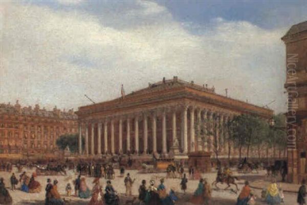 La Place De La Bourse Oil Painting by Carlo Bossoli