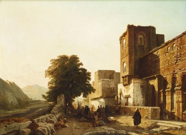 La Halte Aupres Des Ruines Oil Painting by Francois Antoine Bossuet