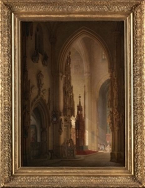 Interior De Catedral Oil Painting by Francois Antoine Bossuet