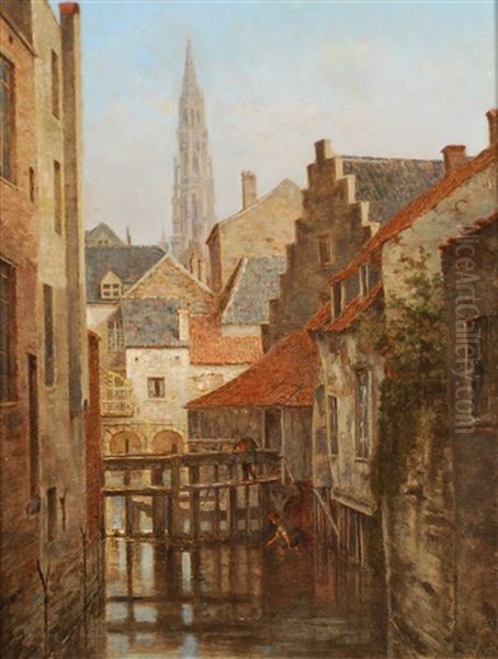 Vue De La Senne A Bruxelles Oil Painting by Francois Antoine Bossuet