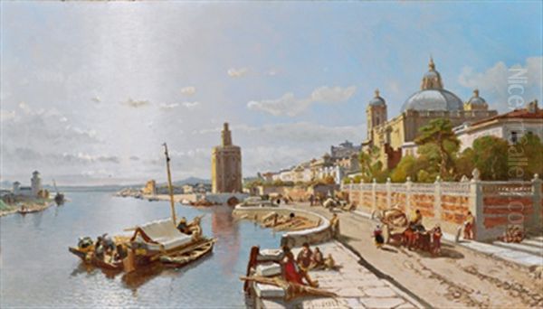 Motiv Aus Sevilla Oil Painting by Francois Antoine Bossuet