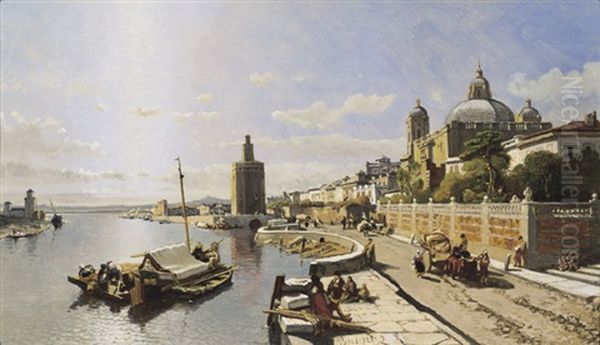 Gezicht Te Sevilla Oil Painting by Francois Antoine Bossuet