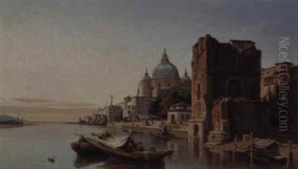 Vue De L'eglise Santa Maria Della Salute A Venise Oil Painting by Francois Antoine Bossuet