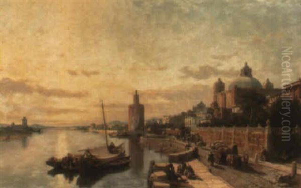 A View Of Seville From The River Oil Painting by Francois Antoine Bossuet