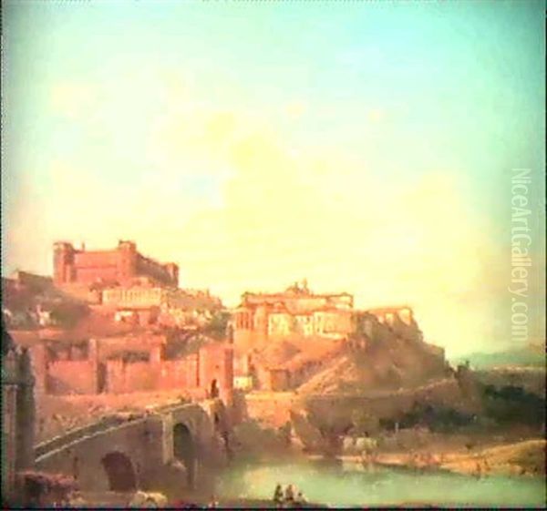 Vue De Tolede Animee Oil Painting by Francois Antoine Bossuet