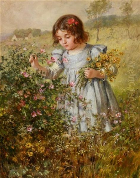 Picking Wild Flowers Oil Painting by Frederick James Boston