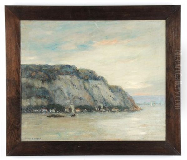 Coastline Harbor View Oil Painting by Joseph Henry Boston