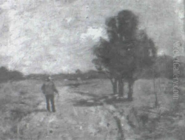 A Man Walking Down A Road Oil Painting by Joseph Henry Boston