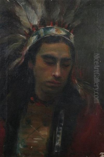 Young Indian Oil Painting by Sala Bosworth