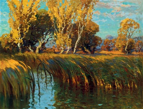 Autumn Mood Oil Painting by Istvan Bosznay