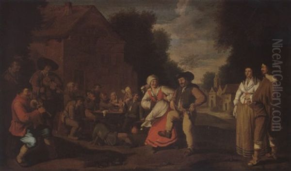 A Village Kermesse Oil Painting by Andries Dirsksz Both