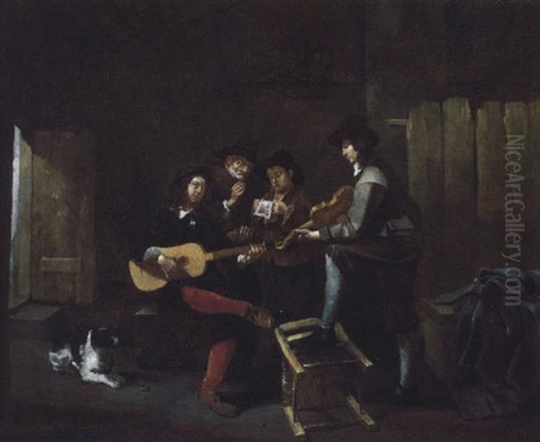 Musizierende Gesellschaft In Einer Scheune Oil Painting by Andries Dirsksz Both