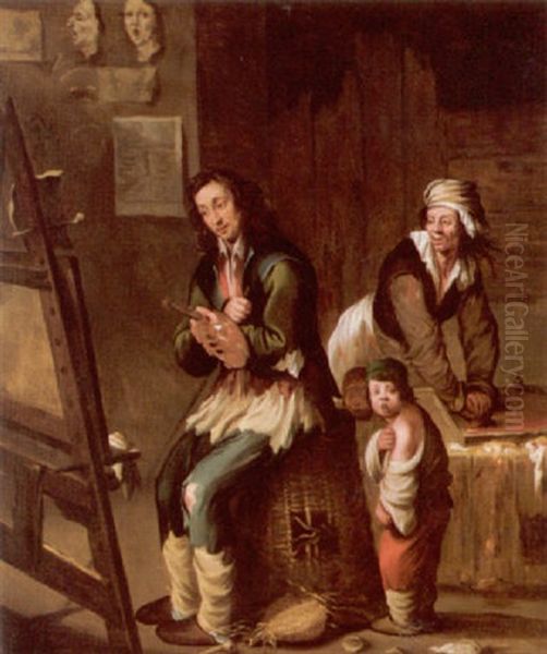 The Poor Painter In His Studio Oil Painting by Andries Dirsksz Both