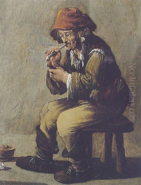 A Peasant Smoking A Pipe Oil Painting by Andries Dirsksz Both