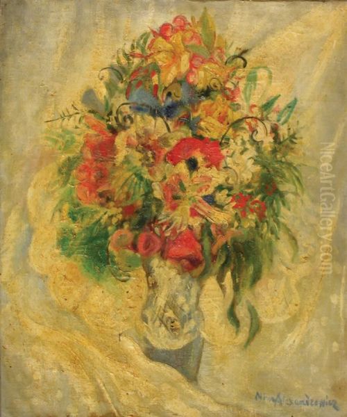 Bouquet De Fleurs Oil Painting by Nina Aleksandrowicz