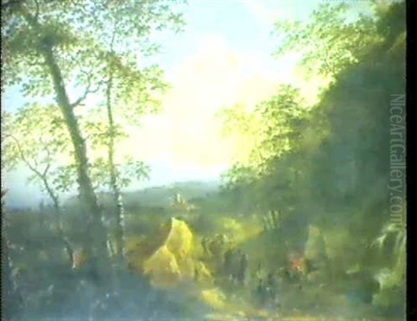 Sudliche Landschaft Mit Figuren- Und Tierstaffage Oil Painting by Jan Dirksz. Both