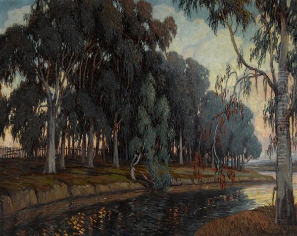 River At Dusk Oil Painting by Cornelis Botke