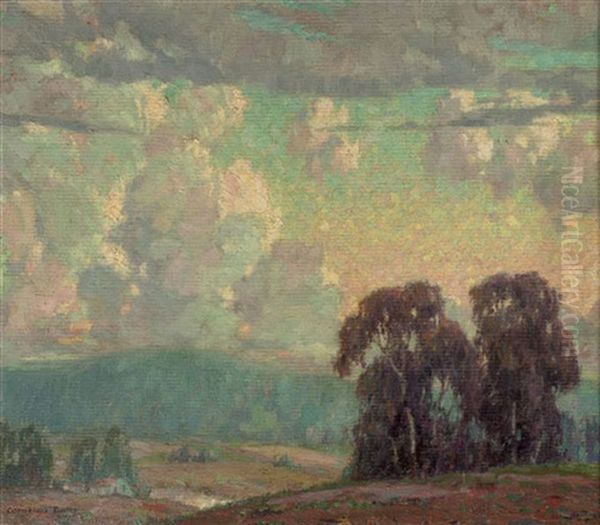 Evening Sky: A Hilly Landscape Oil Painting by Cornelis Botke