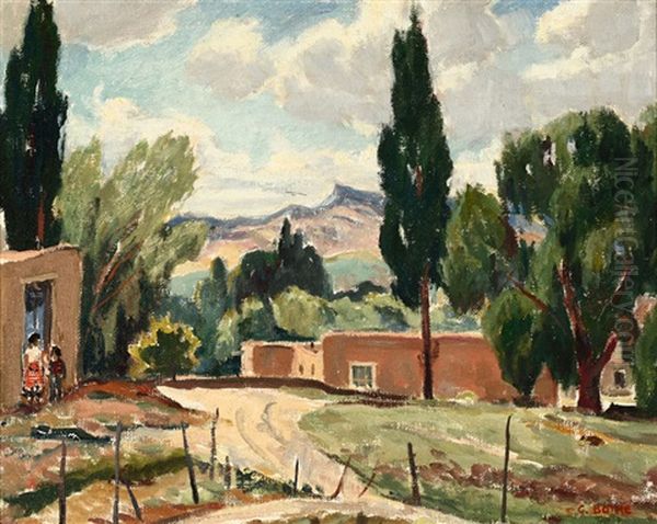 Houses At Nambe, New Mexico Oil Painting by Cornelis Botke