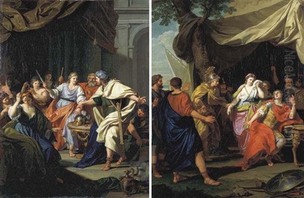 Achille E Le Figlie Di Licomede (+ La Separazione Di Briseide Da Achille; Pair) Oil Painting by Giuseppe Bottani