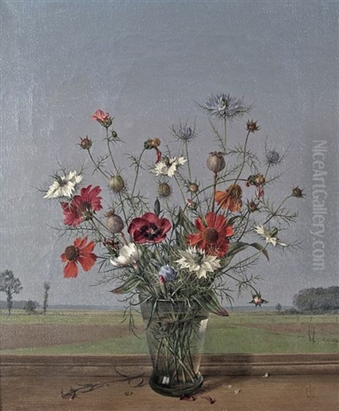 Still Life With Wild Flowers Oil Painting by Herbert Boettger