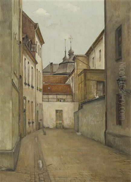 Backergasse (pefferhott) Oil Painting by Herbert Boettger