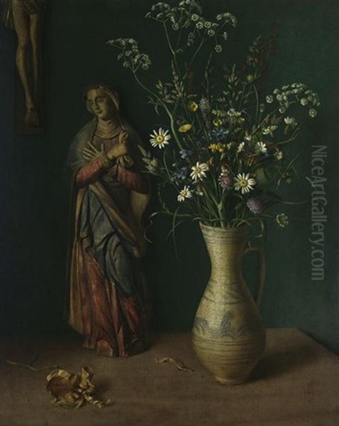 Stilleben Mit Madonna Oil Painting by Herbert Boettger