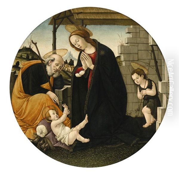 The Holy Family With Saint John The Baptist Oil Painting by Sandro Botticelli