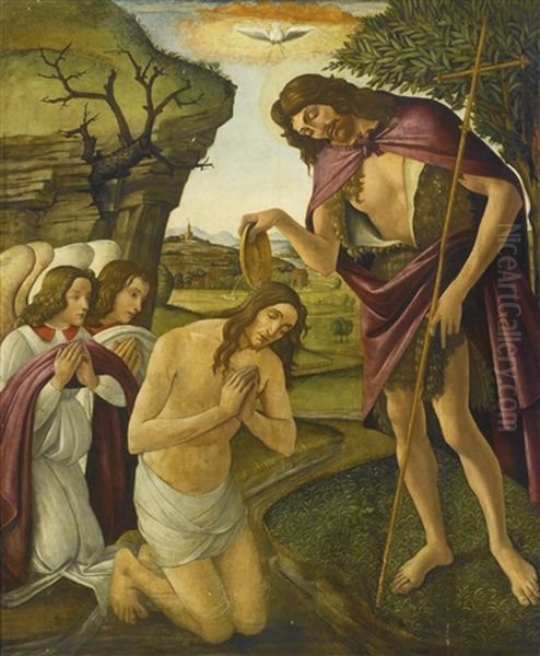 The Baptism Of Christ Oil Painting by Sandro Botticelli