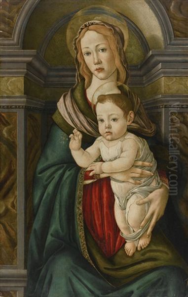 The Madonna And Child (collab. W/studio) Oil Painting by Sandro Botticelli