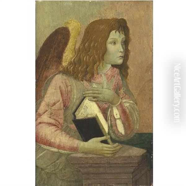 Angel Holding An Open Codex Oil Painting by Sandro Botticelli