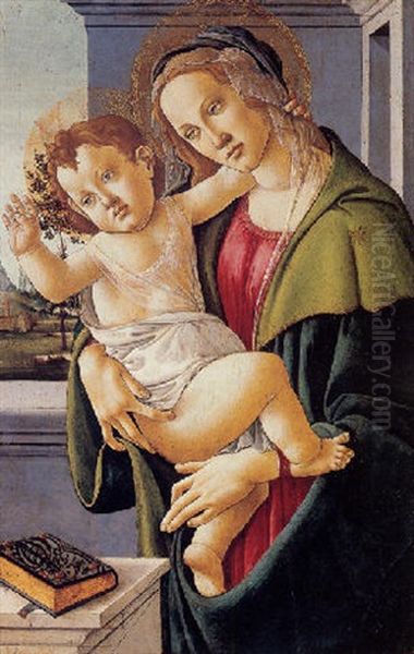 The Madonna And Child, A Landscape Through A Window Beyond Oil Painting by Sandro Botticelli