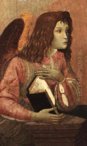 Angel Holding An Open Codex Oil Painting by Sandro Botticelli