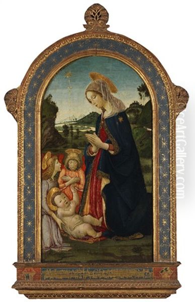 Anbetung Mariens Mit Zwei Engeln Oil Painting by Francesco Botticini