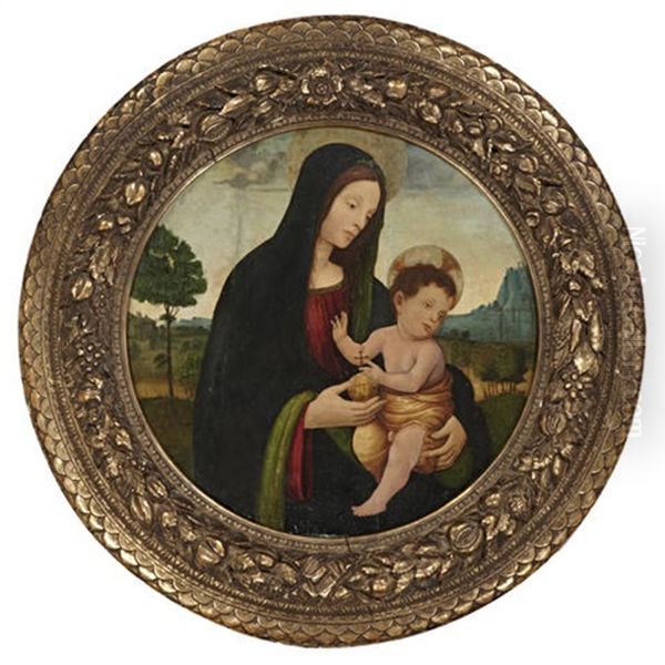 The Madonna And Child In A Landscape Oil Painting by Francesco Botticini