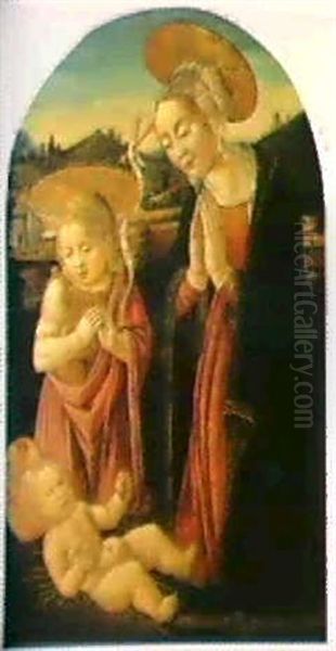 The Madonna And Child With The Infant St.john The Baptist Oil Painting by Francesco Botticini