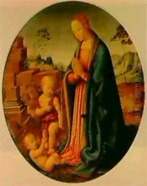 The Modonna And Child With The Infant Saint John Oil Painting by Rafaello Botticini