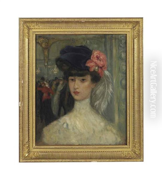 Une Demoiselle Au Moulin Rouge Oil Painting by Georges Alfred Bottini