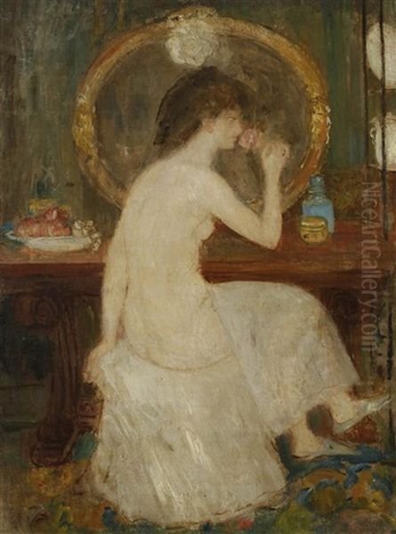 Femme A Sa Toilette Humant Une Rose by Georges Alfred Bottini